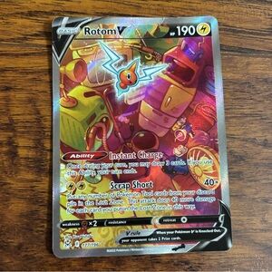 Rotom V Alternate Full Art Pokemon Card Lost Origin with Protective Sleeve